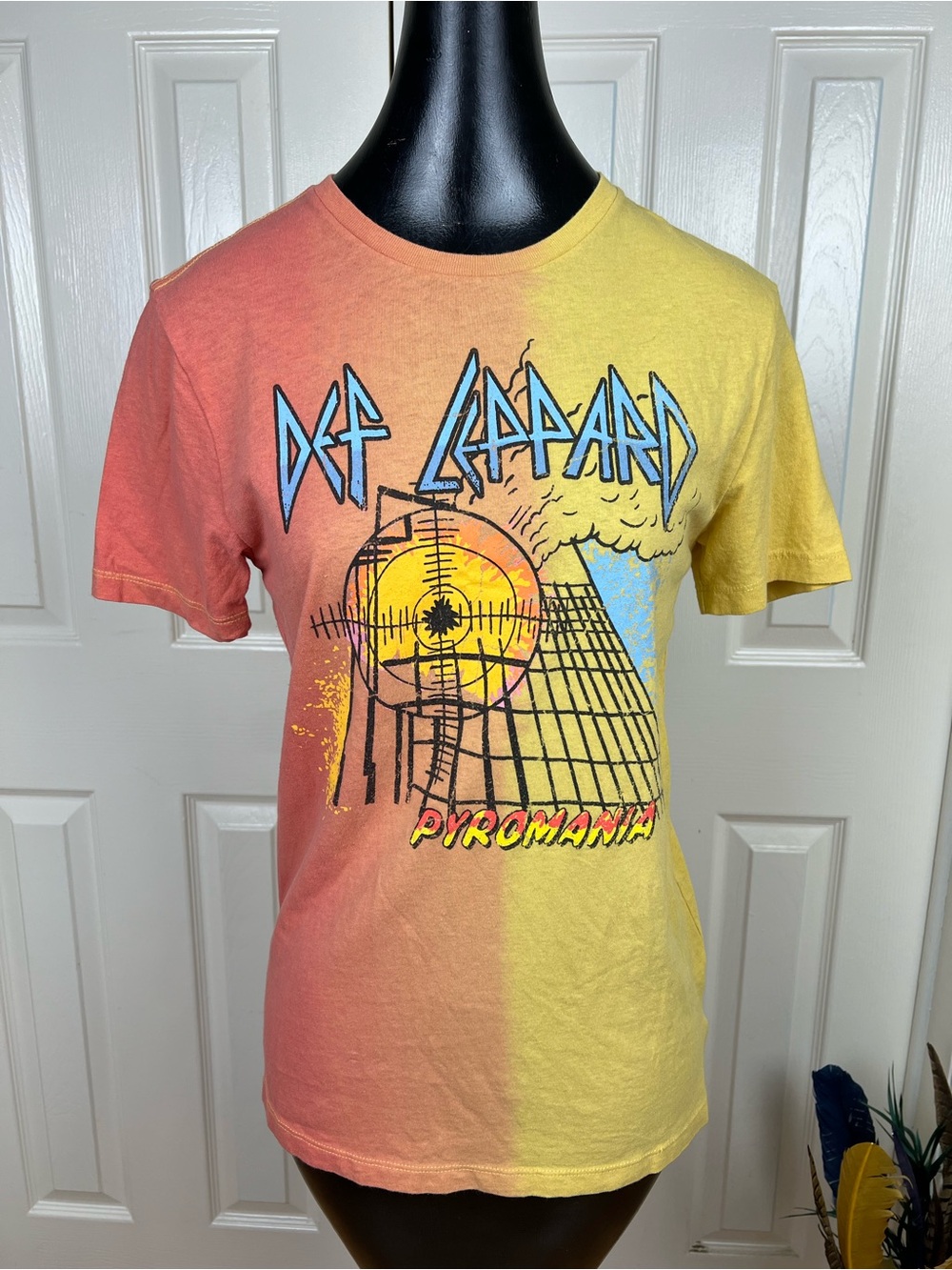 Old Navy Pyromania Tie-Dye Short Sleeve Tee - Yellow & Coral